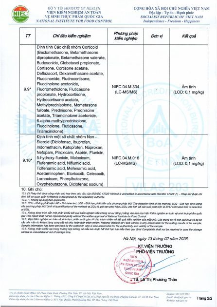 Phiếu kết quả kiểm nghiệm Huacomplex (trang 2)